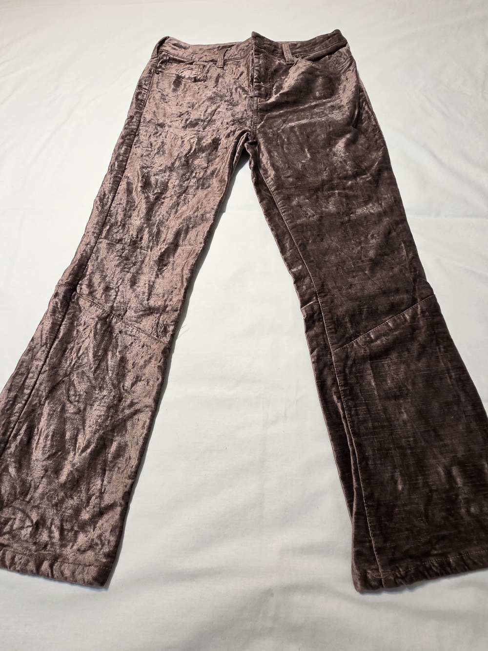 Free People Velvet Flare Pants in Mauve Brown